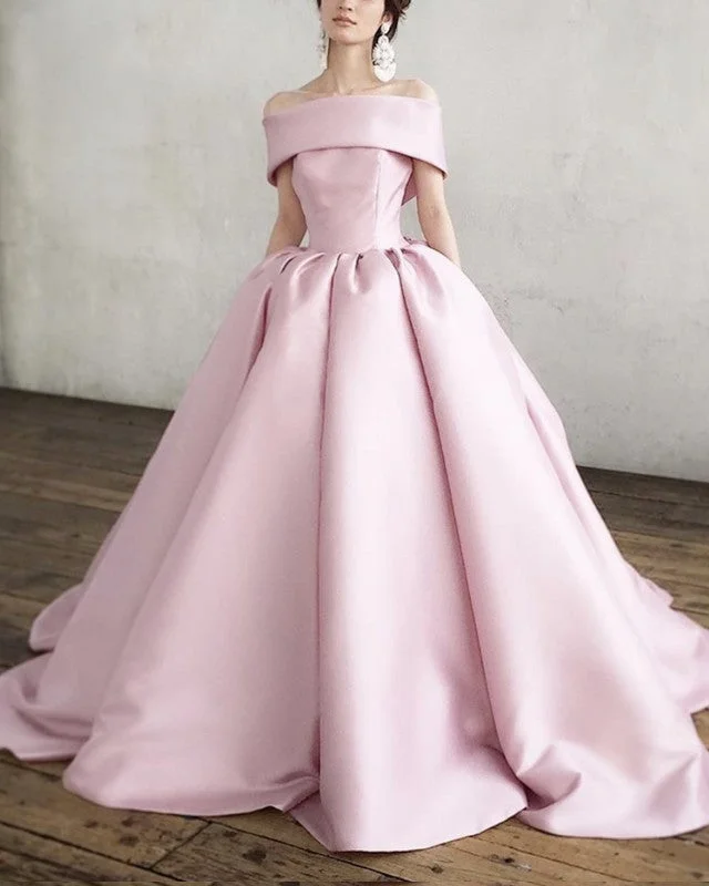 Sparkly sequined wedding dress for a glamorous brideBall Gown Off The Shoulder Wedding Dress Satin With Pockets Sparkly sequined wedding dress for a glamorous brideBall Gown Off The Shoulder Wedding Dress Satin With Pockets