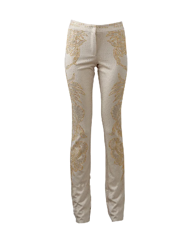 Ripped boyfriend jeans for women in a casual and cool styleBeaded Rhinestone Pant