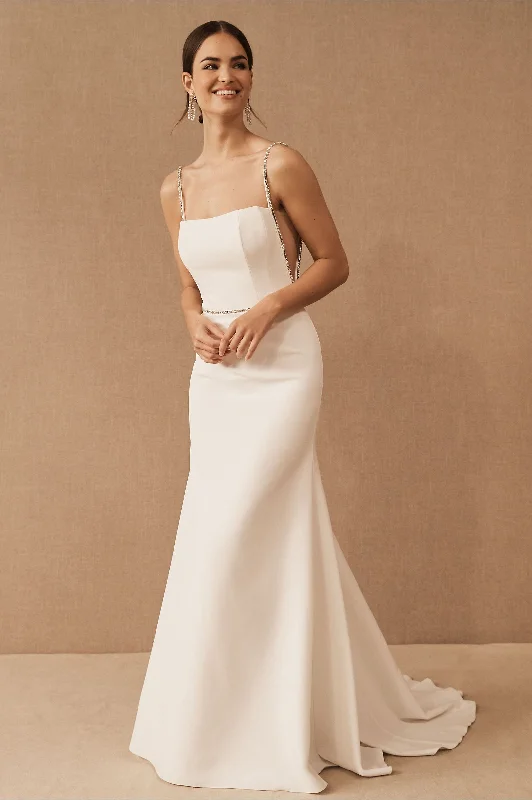 Illusion - sleeved wedding dress for a delicate lookBHLDN Willowby Lenox Gown