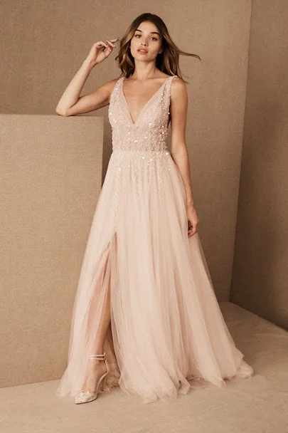 French - style wedding dress with lace detailsBHLDN Written In The Stars Gown
