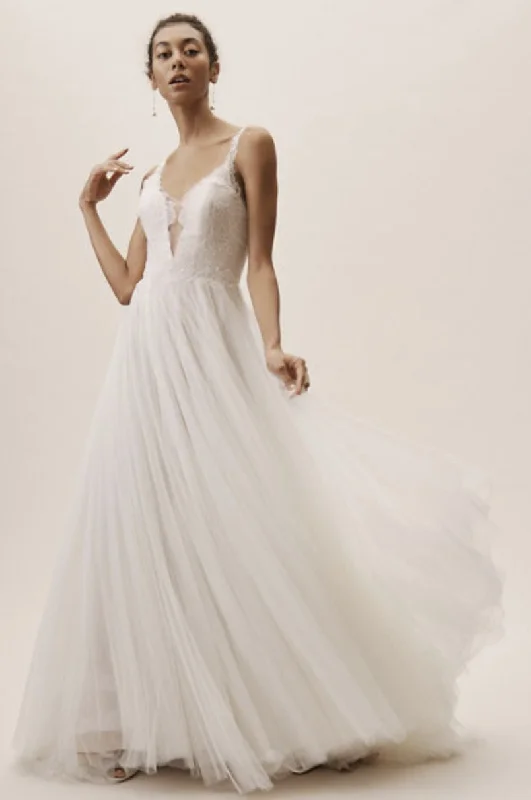 Chiffon - draped empire waist wedding dressBHLDN Wtoo Mercer Gown
