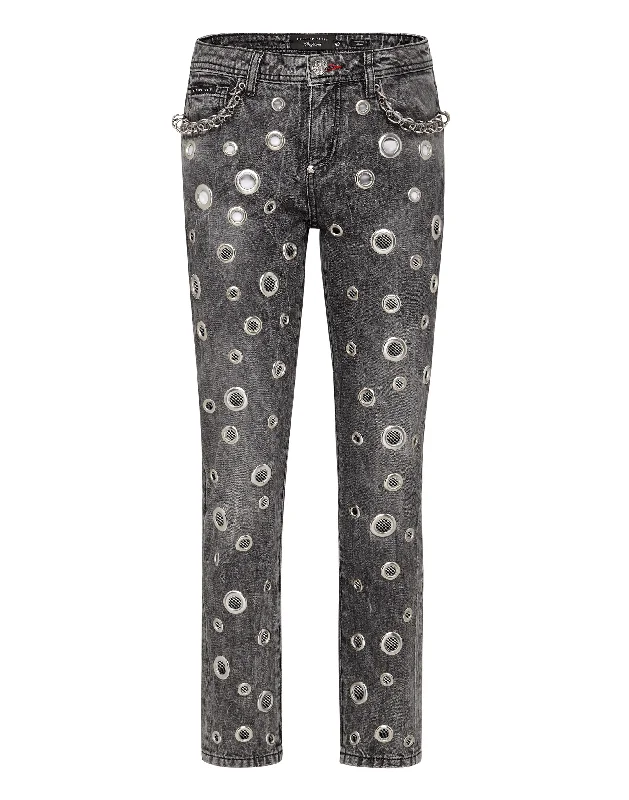 Floral embroidered wide leg pants for women in a delicate and feminine styleBoyfriend Metal Rings