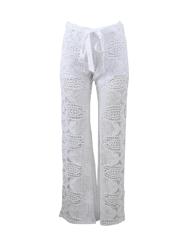 Wide leg cotton pants for women in summer comfortCamden Crochet Pant