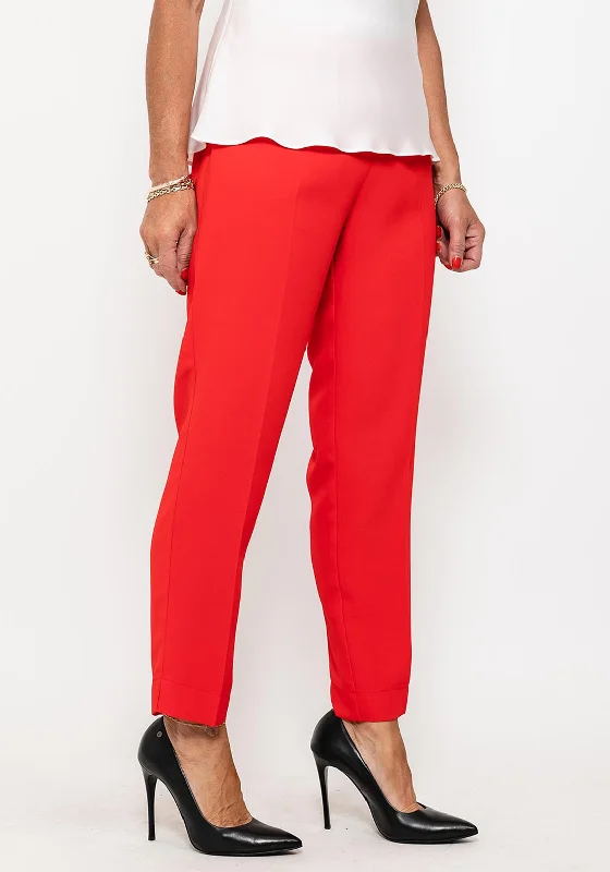 Velvet wide leg pants for women in a luxurious styleCamelot Light Slim Leg Trousers, Red