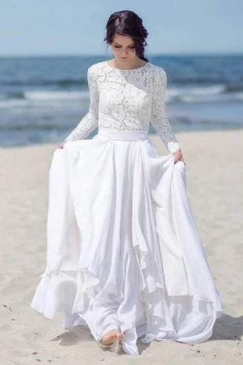 Dark - colored wedding dress for a mysterious brideChiffon and Lace Zipper Back A-line Wedding Dress