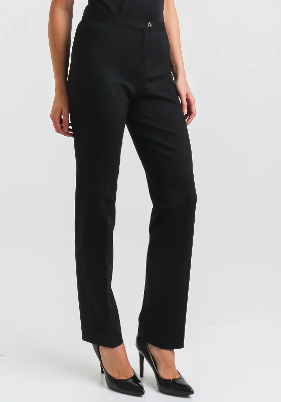 Wide leg linen blend pants for women in summerChristina Felix Straight Jersey Trousers, Black