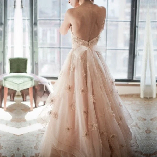 Strapless ball gown wedding dressElegant Lace Sweetheart Tulle A-line Backless Wedding Dresses Strapless ball gown wedding dressElegant Lace Sweetheart Tulle A-line Backless Wedding Dresses