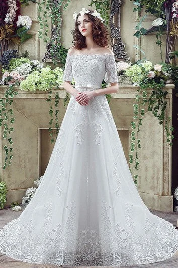 Contemporary geometric - print wedding dressElegant Off-the-shoulder Lace Appliques Wedding Dress Bowknot Lace-up Contemporary geometric - print wedding dressElegant Off-the-shoulder Lace Appliques Wedding Dress Bowknot Lace-up