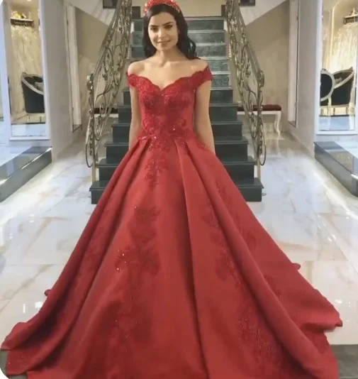 Shrug - included wedding dress for cooler weatherElegant red ball gown satin wedding dresses lace off the shoulder Prom Dress cg20122 Shrug - included wedding dress for cooler weatherElegant red ball gown satin wedding dresses lace off the shoulder Prom Dress cg20122