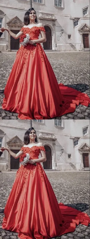 Exquisite hand - beaded wedding dressElegant red wedding dresses ball gown lace beaded off the shoulder for bride Prom Dress cg16361 Exquisite hand - beaded wedding dressElegant red wedding dresses ball gown lace beaded off the shoulder for bride Prom Dress cg16361