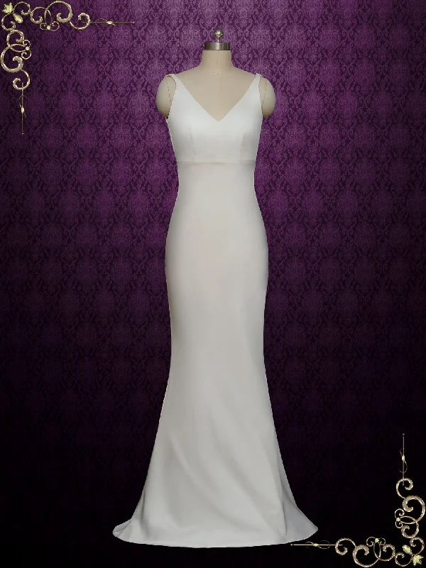 Affordable minimalist wedding dress for budget bridesElegant Sleek Wedding Dress with Cowl Back IRA Affordable minimalist wedding dress for budget bridesElegant Sleek Wedding Dress with Cowl Back IRA