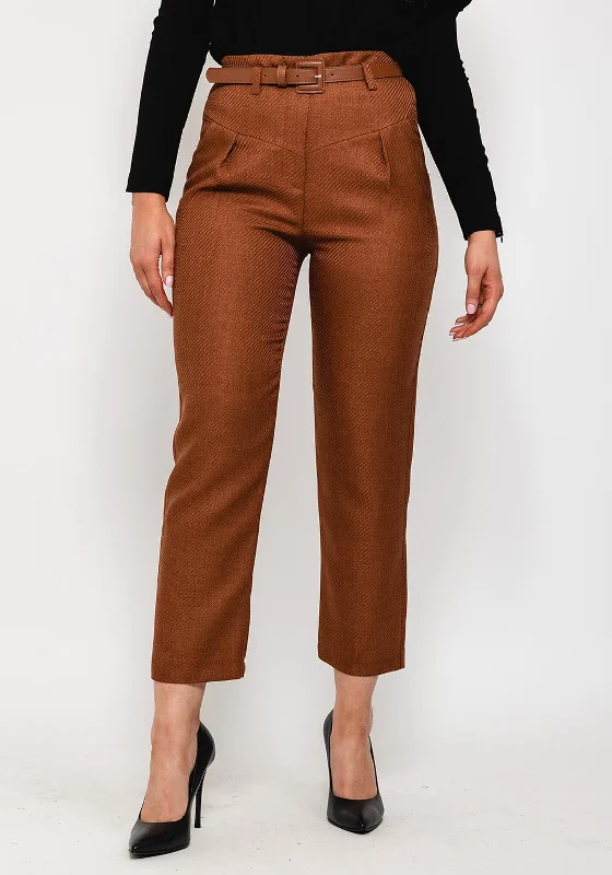 Velvet cigarette pants for women in a sophisticated and stylish lookExquise Woven Slim Leg Trousers, Tan