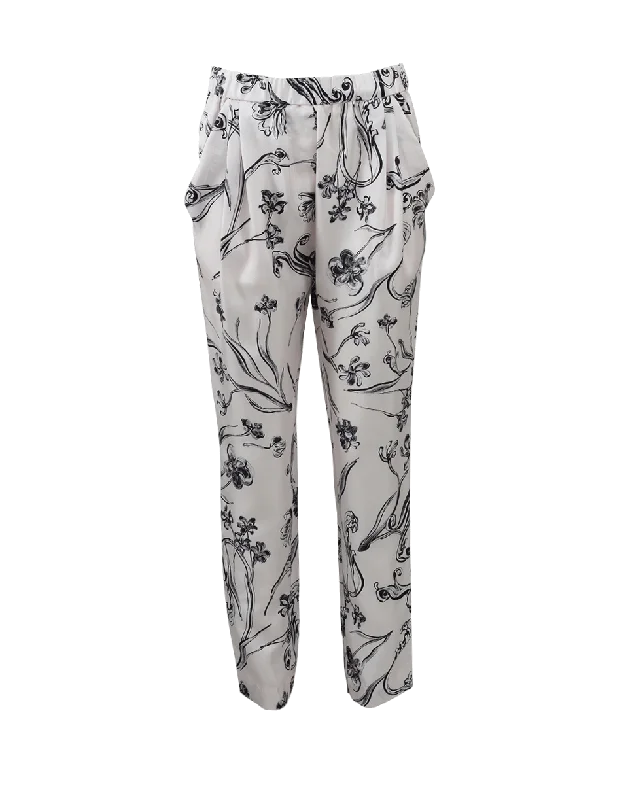 Sheer panel pants for women with a sexy touchFloral Draped Trouser