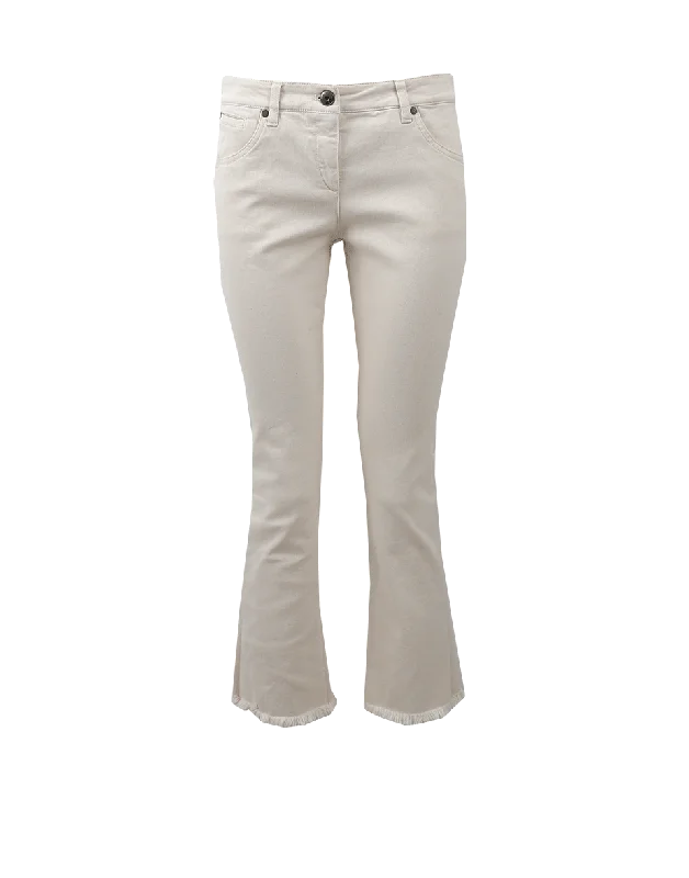 Lightweight hiking pants for women in outdoor activitiesFray Hem Kick Flare Denim