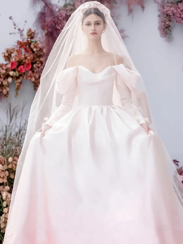 Sparkly sequined wedding dress for a glamorous brideGradient Satin A-line Wedding Dresses, Off Shoulder Long Sleeves Wedding Dresses, Bridal Gown, Popular Wedding Dresses Sparkly sequined wedding dress for a glamorous brideGradient Satin A-line Wedding Dresses, Off Shoulder Long Sleeves Wedding Dresses, Bridal Gown, Popular Wedding Dresses