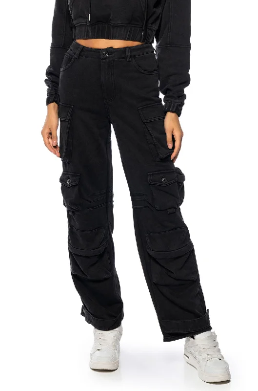 Metallic lame pants for women in a shiny styleHURRICANE SLOUCHY CARGO SWEATPANT