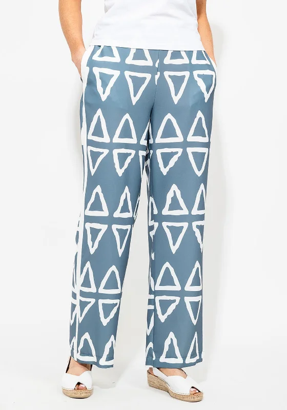 High waisted skinny jeans for women in a figure - hugging styleI.nco Abstract Print Wide Leg Trousers, Slate