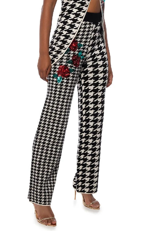 Paisley print wide leg pants for women in a unique and exotic styleI WISH YOU ROSES STRAIGHT LEG KNIT PANT