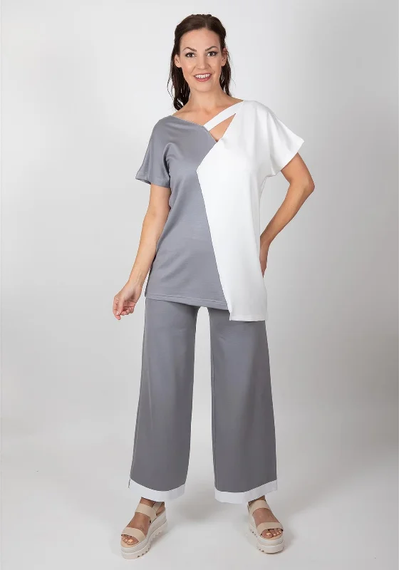 Striped cigarette pants for women in a modern and sleek lookInco Contrasting Trim Leg Culottes, Grey