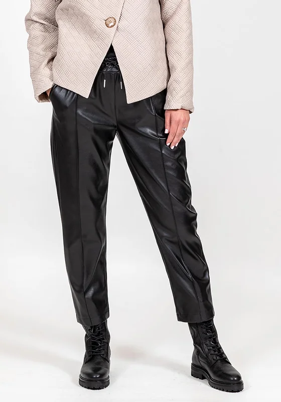 Culottes with pockets for women in functionalityI.nco Faux Leather Elasticated Joggers, Black