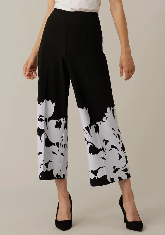 Velvet pants for women in a luxurious feelJoseph Ribkoff Floral Border Culottes, Black & White
