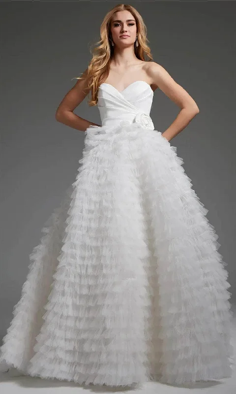 Satin - and - lace combination wedding dressJovani JB38958 - Ruffled A-Line Bridal Gown Satin - and - lace combination wedding dressJovani JB38958 - Ruffled A-Line Bridal Gown