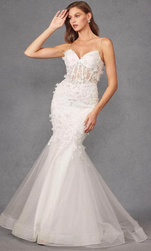 Disney - princess - inspired wedding dressJuliet Dresses JT2469KW - 3D Floral Embroidered Wedding Dress