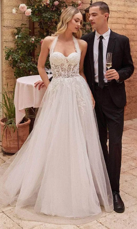 Embroidered illusion neckline wedding dressLadivine CD827W - Embroidered Corset Bridal Gown Embroidered illusion neckline wedding dressLadivine CD827W - Embroidered Corset Bridal Gown