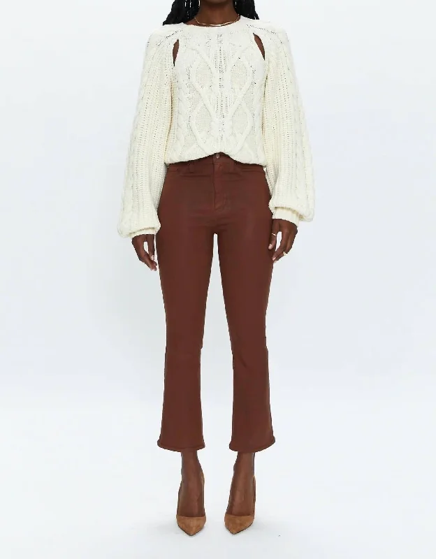 Tartan check pants for women in a traditional - modern styleLennon High Rise Crop Boot In Coated Saddle