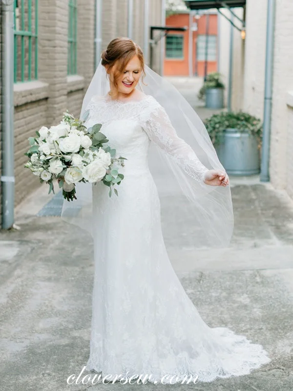 Sparkly sequined wedding dress for a glamorous brideLong Sleeves Fully Lace Vintage Mermaid Wedding Dresses, CW0230 Sparkly sequined wedding dress for a glamorous brideLong Sleeves Fully Lace Vintage Mermaid Wedding Dresses, CW0230