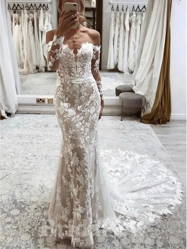 Multicultural - inspired wedding dressLong Sleeves Mermaid Elegant Beach Vintage Long Lace Wedding Dresses WD352