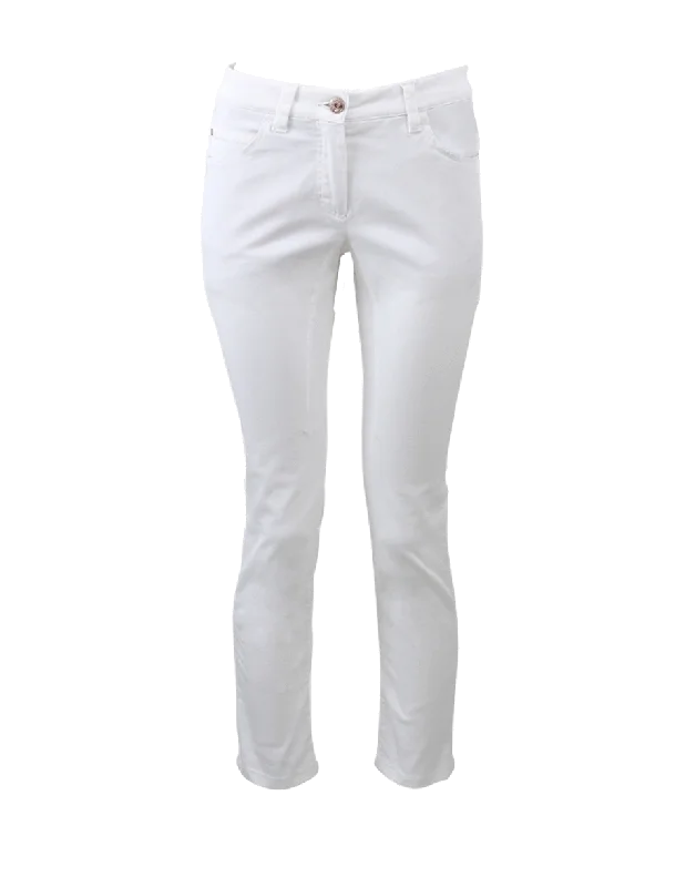 Culottes with ruffled hem for women in a feminine styleLoose Fit Denim Riding Pant