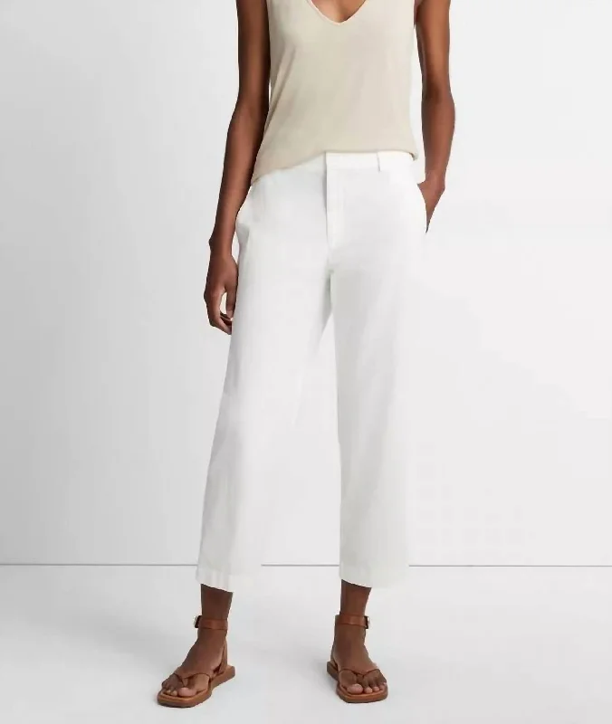 Embroidered pants for women in ethnic designsLow Rise Washed Cotton Crop Pant In Off White