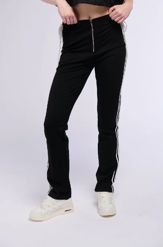Ruffled pants for women with a feminine lookMALIA SIDE STRIPE STRAIGHT LEG PANT