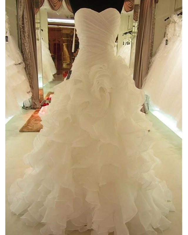 Jeweled - bodice wedding dress for a sparkly lookMermaid Wedding Dresses Sweetheart Organza Ruffles Train Jeweled - bodice wedding dress for a sparkly lookMermaid Wedding Dresses Sweetheart Organza Ruffles Train
