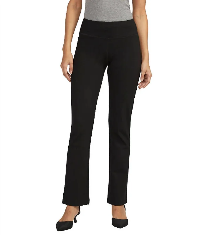 Polyester blend wide leg pants for women in a durable and stylish styleMid Rise Pull-On Boot Cut Pants In Black