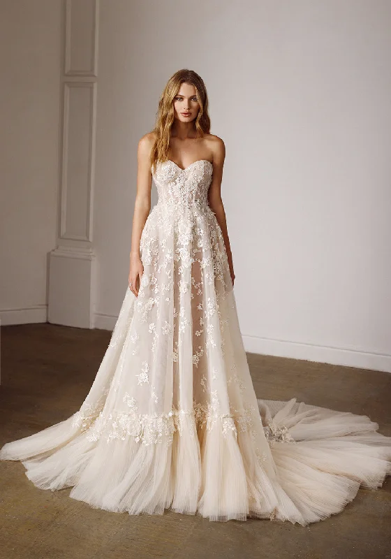 Metallic - thread - detailed wedding dressMimosa