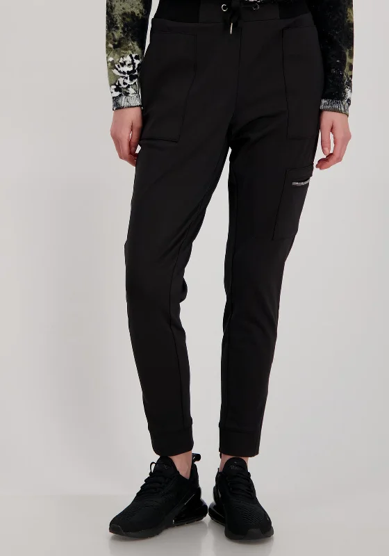 Cuffed wide leg dress pants for women in a stylish and neat lookMonari Cargo Style Casual Joggers, Black