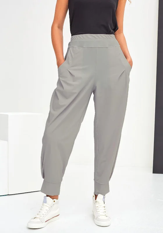 Tartan plaid wide leg dress pants for women in a vintage and formal styleNaya Tuck Pocket Cuffed Trousers, Stone