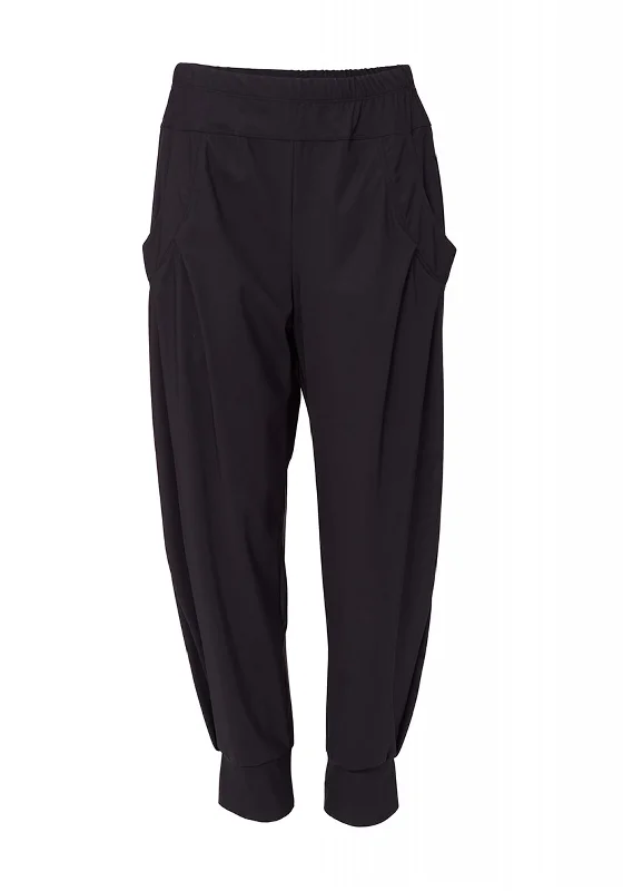 Jeans with distressed details for womenNaya Pocket Tuck Leg Trousers, Black