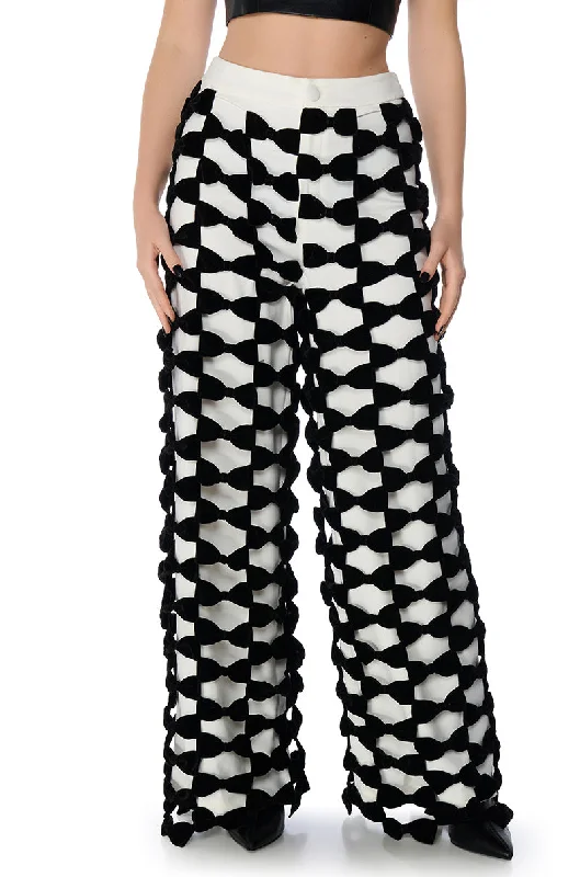 Ankle length wide leg pants for women in a versatile and stylish styleOPAL ALL OVER BOW DETAIL WIDE LEG PANT Ankle length wide leg pants for women in a versatile and stylish styleOPAL ALL OVER BOW DETAIL WIDE LEG PANT