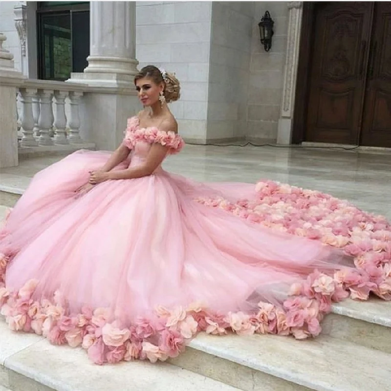 Shrug - included wedding dress for cooler weatherpink tulle flower ball gowns wedding dress off the shoulder Shrug - included wedding dress for cooler weatherpink tulle flower ball gowns wedding dress off the shoulder