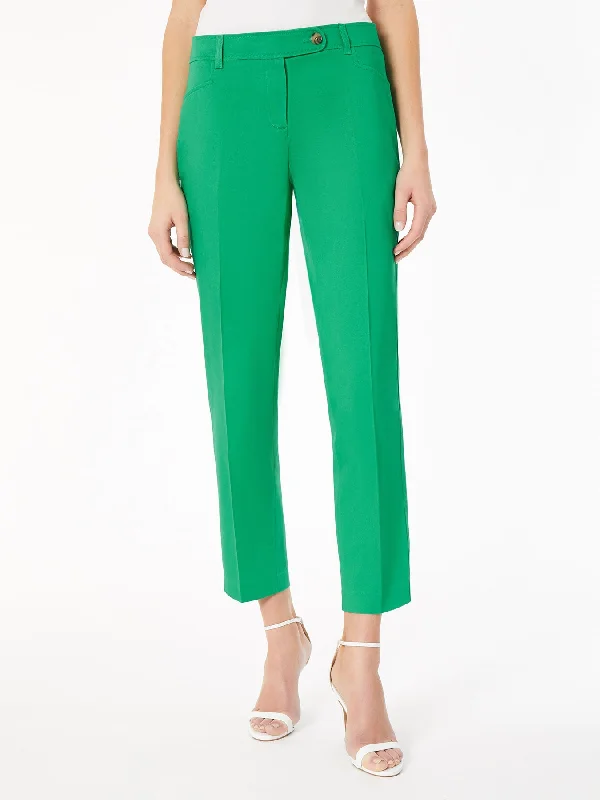 Floral print wide leg dress pants for women in a fresh and formal stylePlus Size Solid Fly-Front Slim Leg Pants