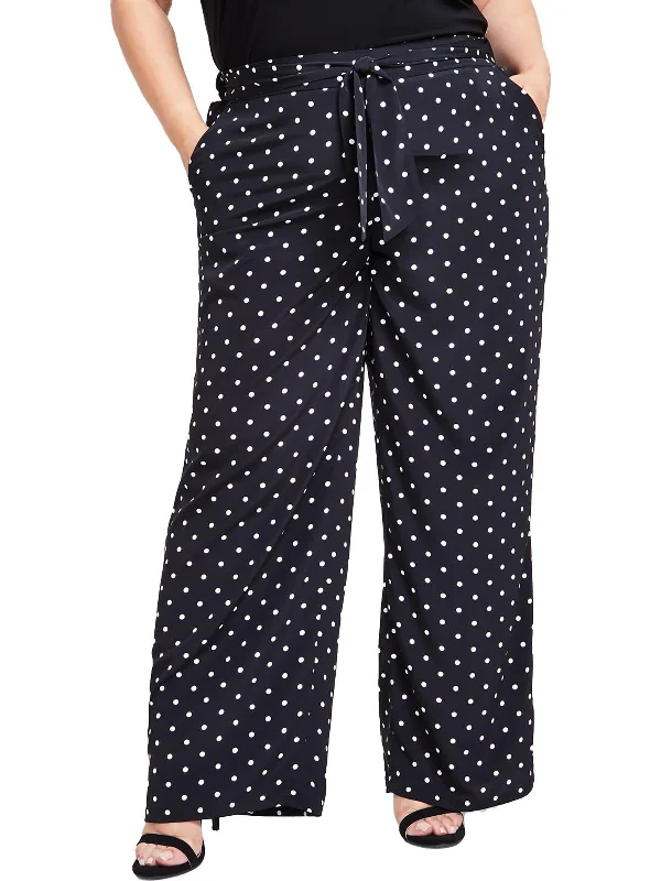 Thermal fleece - lined pants for women in winter warmthPlus Womens Chiffon Wide Leg Pants