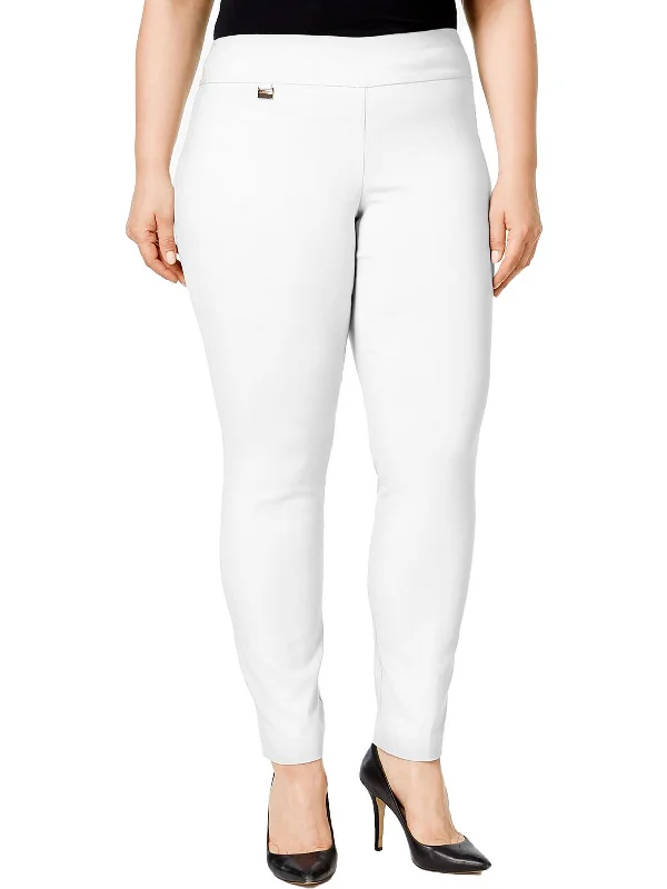 Floral embroidered pants for women in a delicate designPlus Womens Tummy Control Petite Skinny Pants