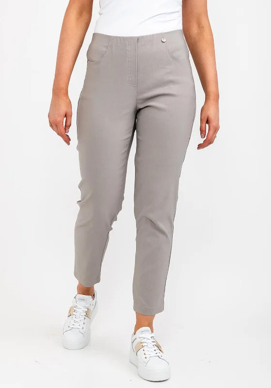Thermal lined wide leg pants for women in a warm and stylish styleRobell Bella 09 Ankle Grazer Trousers, Light Taupe