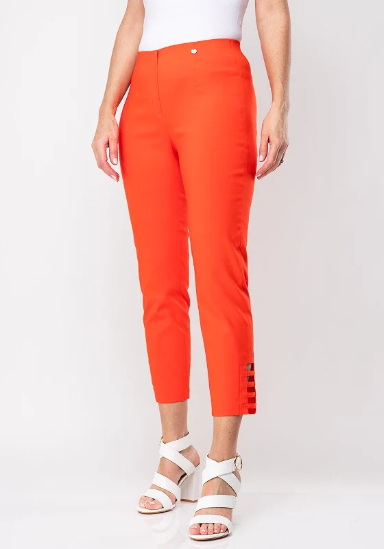 Corduroy skinny pants for women in a modern fitRobell Lena 09 Slim Fit Stretch Cropped Trousers, Orange