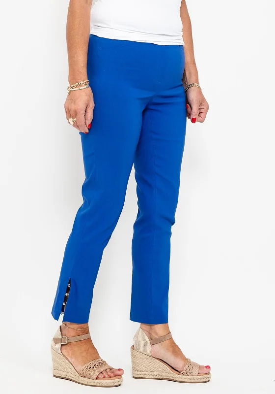 Metallic wide leg dress pants for women in a shiny and glamorous styleRobell Rose 09 Ankle Grazer Slim Trousers, Royal Blue
