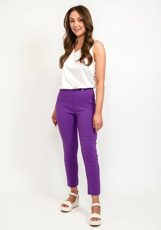 Solid color palazzo pants for women in bright huesRobell Rose 09 Ankle Grazer Trousers, Purple