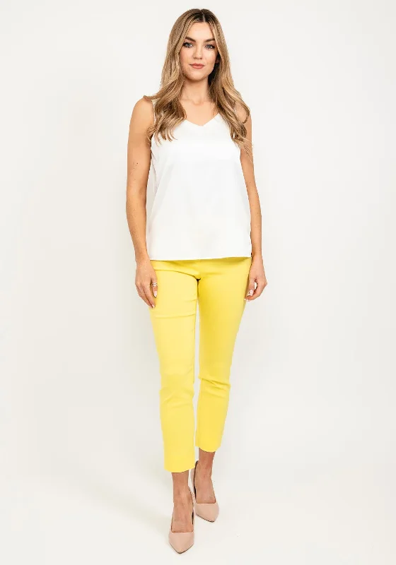 Patchwork denim pants for women in a creative designRobell Rose 09 Super Slim Trousers, Corn Yellow